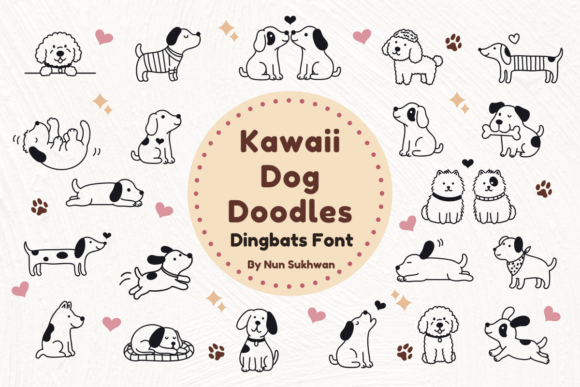 Kawaii Dog Doodles Font for Engaging Marketing Visuals