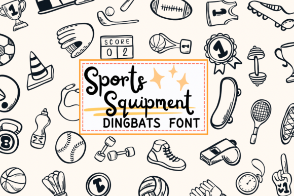 Sports Equipment Font: Sketch Style Dingbats for Branding